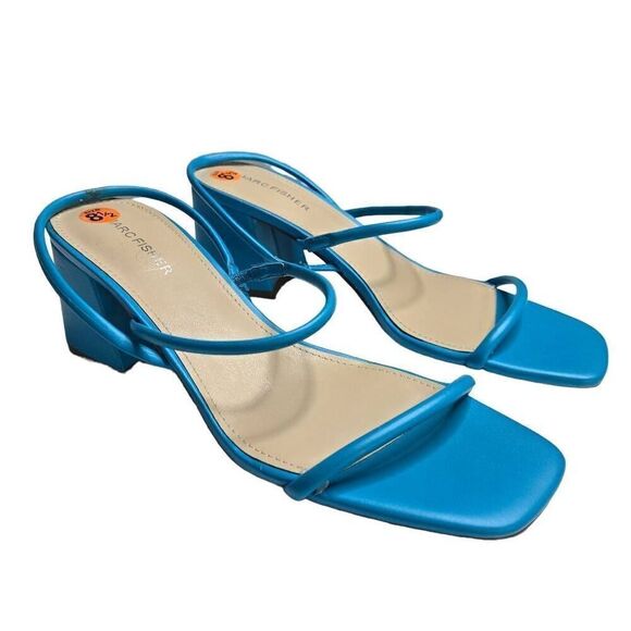 Marc Fisher Blue Open Toe Block Heel Strappy Sandal Size 8.5 - Picture 2 of 9